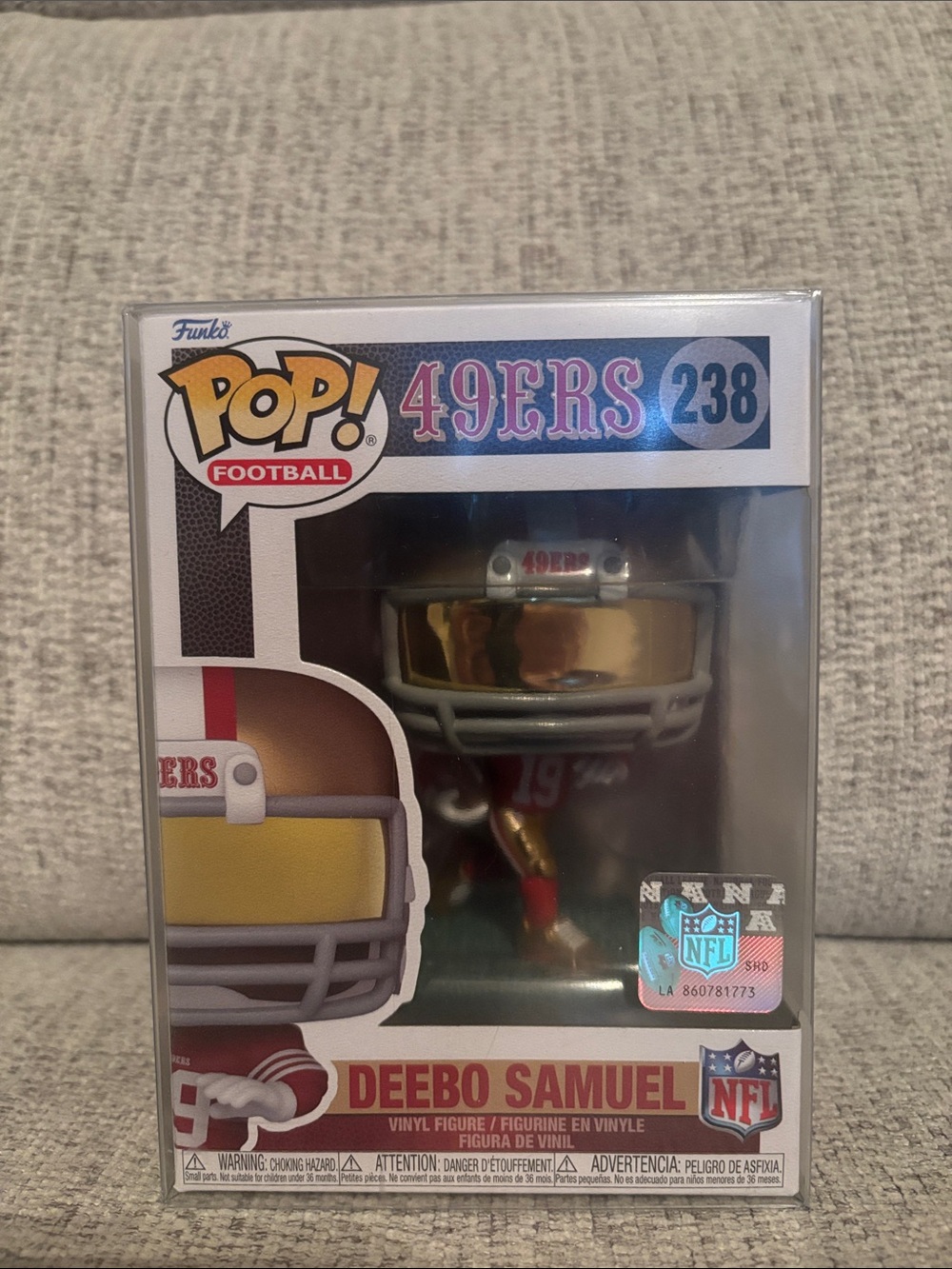 Funko Deebo Samuel Pop! Vinyl with Gold Visor and Red Uniform